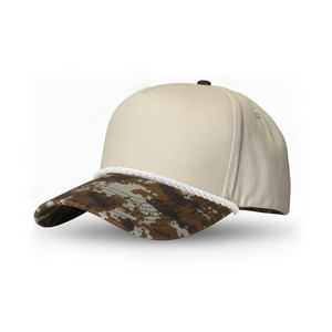 Casquettes de baseball structurées à 5 panneaux bicolores en gros, impression numérique camouflage, visière incurvée, snapback, casquettes vierges avec cordon pour la course à pied - Product Image 2