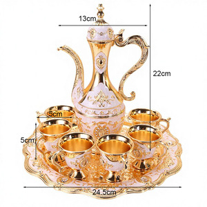 Set da Caffè e Tè in Metallo Vintage Stile Europeo di Lusso, Set da 6 Tazze per Servire Caffè, Cappuccino e Tè - Product Image 6
