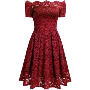 Femmes rouge court robes de <span class=keywords><strong>demoiselle</strong></span> <span class=keywords><strong>d</strong></span>'<span class=keywords><strong>honneur</strong></span> dentelle florale formelle haut église tenues Vintage élégant robes de soirée <span class=keywords><strong>robe</strong></span> de mariée - Product Image 3