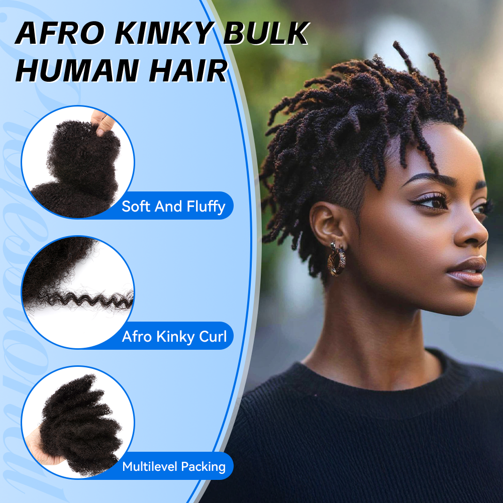 KAMA High Quality Virgin Brazilian Afro Kinky Bulk Human Hair 10 Inches 30gram Locs Extension for Twists and Braiding Detail Section 2
