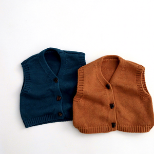 D1318 Gilet <span class=keywords><strong>pull</strong></span> tricoté pour garçons printemps-automne, 100% coton extérieur, 100% polyester rembourrage, style Mori, articles très demandés en promotion - Product Image 1