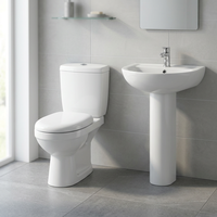 WC en céramique deux pièces à prix d'usine, style indien, double chasse, avec abattant en PP et lavabo sur piédestal
