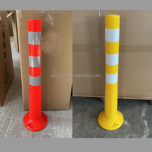 Delimitador de Tráfico Flexible Amarillo de 75 cm, Poste de Advertencia de <span class=keywords><strong>PU</strong></span> con Resorte - Product Image 5