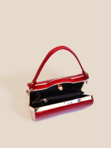 <strong>Red</strong> PU <strong>Leather</strong> Handbag Women Vintage Metal Frame Top Handle Crossbody Shoulder Bag Evening Clutch <strong>Purse</strong> - Product Image 5