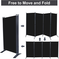 Paravent moderne BGST à 6 panneaux, 300 x 200 cm, toile noire, écran pliable pour l'intimité, cloison mobile pour chambre à coucher, bureau