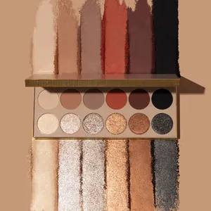 12 Colores de sombra de ojos de larga duración mate brillo desnudo paleta de maquillaje ahumado polvo colorido altamente pigmentado sombra de ojos impermeable