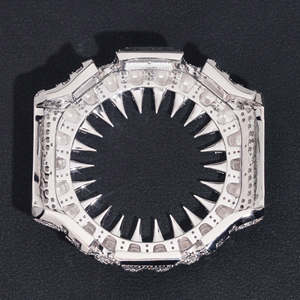 Boîtier <span class=keywords><strong>en</strong></span> <span class=keywords><strong>argent</strong></span> plaqué GA2100 serti <span class=keywords><strong>de</strong></span> diamants Moissanite - Product Image 3