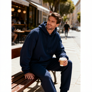 TKAN373 Venta al por mayor de peso pesado Fleece Drop Shoulder French Terry Hoodie Hip Hop Oversized Streetwear Unisex Hoodie Custom Logo - Product Image 3