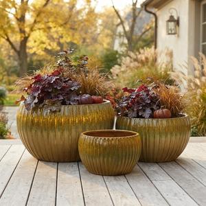 Pots de fleurs ronds en céramique modernes pour plantes d'intérieur et d'extérieur, maison, jardin, patio - Product Image 4