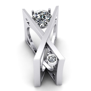 Anello a Forma di X per Donne con Pietra Scintillante, Gioiello da Dito alla Moda per Feste - Product Image 2