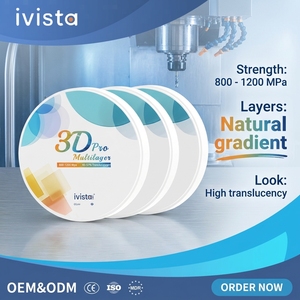 Simulates Natural <strong>Teeth</strong> IVISTA 3D Pro 43-57% Translucency 800-1200MPa Zirconia Disc for <strong>Inlay</strong> - Product Image 1