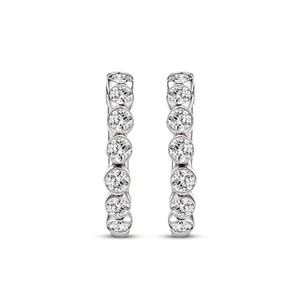 Boucles d'oreilles créoles en diamant de laboratoire taille ronde pour femme, couleur VVS VS EF, disponibles en argent sterling 925, or 10 carats, 14 carats, 18 carats - Product Image 4