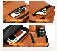 Sac à dos de voyage pour homme, sac à dos d'affaires vintage en cuir PU imperméable, sac d'école pour étudiants, sac à dos pour ordinateur portable en cuir véritable personnalisé