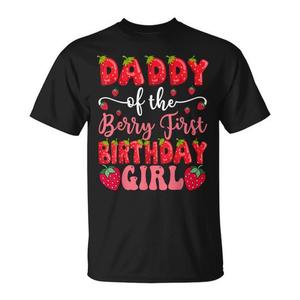 T-shirt à manches courtes et col rond pour homme adulte, imprimé numérique, Daddy Of The Berry First Birthday Girl Strawberry - Product Image 1