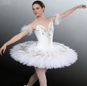 Robe de danse de ballet à col en V avec strass <span class=keywords><strong>DIY</strong></span>, <span class=keywords><strong>jupe</strong></span> tutu en dentelle de haute qualité, robe de princesse, costume de spectacle pour enfants - Product Image 4