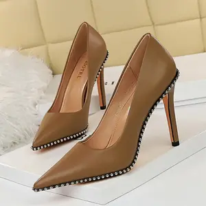 Stylish Shoes Women High Heels Stilettos Pointed Pumps PU Leather Daily Office Ladies Dress Shoes