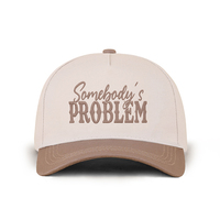 Gorra de Béisbol Personalizada de Cinco Paneles en Dos Tonos, Bordada con la Frase "Somebody's Problem", Venta Directa de Fábrica