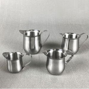 Ensemble de mini-pichets à lait en acier inoxydable, 4 pièces, ronds avec bec verseur pour la préparation du café, latte art, expresso - Product Image 1