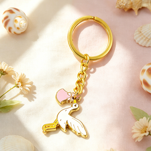 Portachiavi a Forma di Cigno Carino a Prezzo di Fabbrica, Ciondolo Personalizzato in Lega Placcata Oro con Smalto Morbido e Anello in Acciaio Inossidabile - Product Image 2