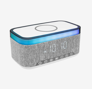 Haut-parleur Bluetooth avec horloge et logo personnalisé, charge sans fil, 1200 mAh, <span class=keywords><strong>réveil</strong></span> <span class=keywords><strong>lumineux</strong></span>, cadeau promotionnel d'entreprise - Product Image 1