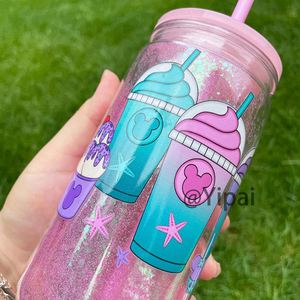 Gobelet en plastique transparent à double paroi, sans BPA, 12 oz à l'intérieur, 16 oz à l'extérieur, avec trou pré-percé et bouchon en silicone - Product Image 4