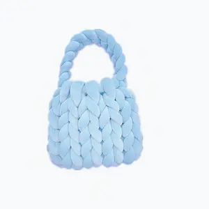 2024 Fashion Giant Yarn Braid Mini Purse Bag Soft Tube Yarn Handmade Woven Shoulder Bag for Women Can Diy As a gift