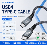 Câble de charge USB C 4.0 Type-C ULT-unite OEM 80 Gbps, câble USB-C tressé robuste, 240 W, 2 m, 5 A, 48 V, 4K, 144 Hz, câble d'affichage vidéo