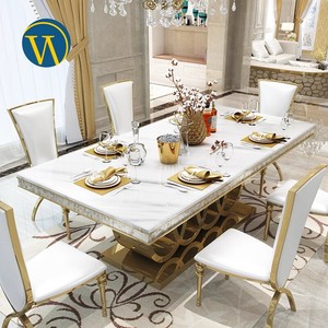 Tavolo da pranzo 6 posti lusso oro grigio marmo grigio per 6 persone - Product Image 5