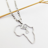 Pendentif carte africaine creuse collier égyptien chaîne Figaro carte en acier inoxydable de l'afrique collier de bijoux égyptiens