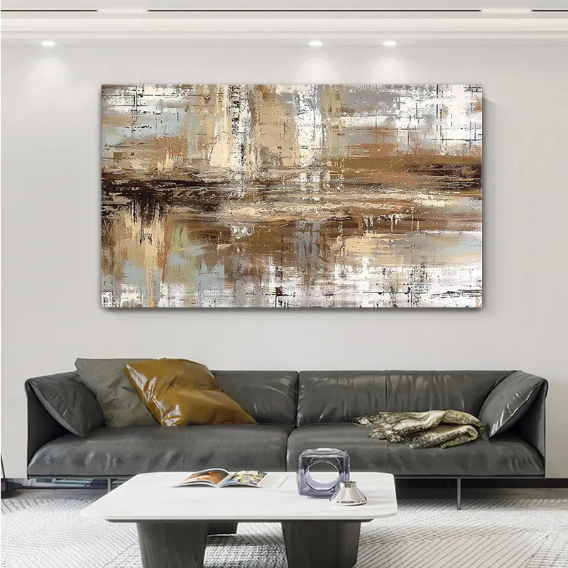 Moderne Ingelijste Muur Kunst Canvas Foto Poster En Prints Groot Bruin Abstract Canvas Kunstwerk Voor Huis Woonkamer Slaapkamer Decor