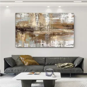 Modern Framed Wall Art Canvas Picture Poster And Prints Large Brown Abstract Canvas Artwork For Home Living Room Bedroom Decor
