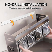 Porte-bouteilles d'épices mural multifonctionnel Organisateur de cuisine pour porte-articles divers Accessoires de maison Boîtes de rangement