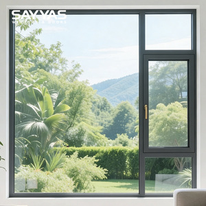Fenêtre Sayyas GR75-IW moderne à cadre fixe en <span class=keywords><strong>aluminium</strong></span>, acier inoxydable, verre trempé anti-ouragan pour murs extérieurs d'hôtel - Product Image 1