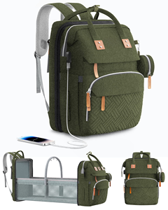 Bolsa de Pañales Grande con Cambiador, Bolsa de Pañales Impermeable, Mochila de Viaje con Puerto USB - Product Image 5