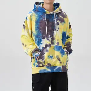 2023 new trending products loose plus size men's hoodies & sweatshirts custom hip hop tie dye sublimation pullover hoodie men