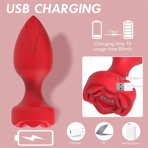 Vibratore Anale a Forma di Rosa, Dildo, Plug Anale, Giocattoli Sessuali per Uomini e Donne, Vibratore Anale con Telecomando per Punto G e <span class=keywords><strong>Prostata</strong></span> - Product Image 5
