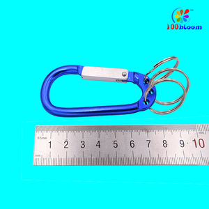 3" D Shaped Aluminum Carabiner <strong>Keychain</strong> with 3 <strong>Split</strong> Rings Multifunctional Spring Snap Hook for Key &amp; Backpack - Product Image 2