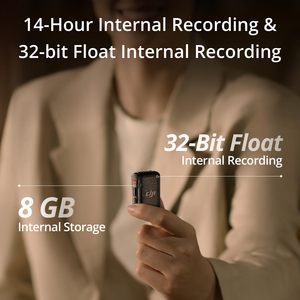 ไมโครโฟนไร้สาย DJI Mic 2 พร้อมหน่วยความจำภายใน 8GB บันทึกเสียงแบบ 32-Bit Float สำหรับการสัมภาษณ์และพอดแคสต์ - Product Image 5