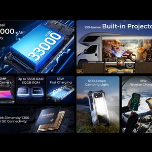สมาร์ทโฟน 5G รุ่นทนทาน 66W Android 14 พร้อมโปรเจคเตอร์ ไฟแคมป์ปิ้ง 12+512GB 33000mAh 200MP NFC ปลดล็อคทั่วโลก Oukitel WP100 Titan - Product Image 4