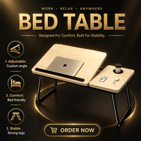 Table portable en bois réglable en hauteur pour ordinateur portable, bureau pliable pour lit, idéal pour la maison, le bureau, le travail, l'étude, la chambre, le canapé, le dortoir