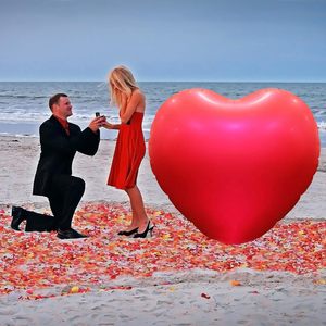 Ballons de fond de fête de mariage en forme de cœur pour décoration de la Saint-Valentin de 68 pouces, couleur pure, rouge, grand cœur Globos - Product Image 6