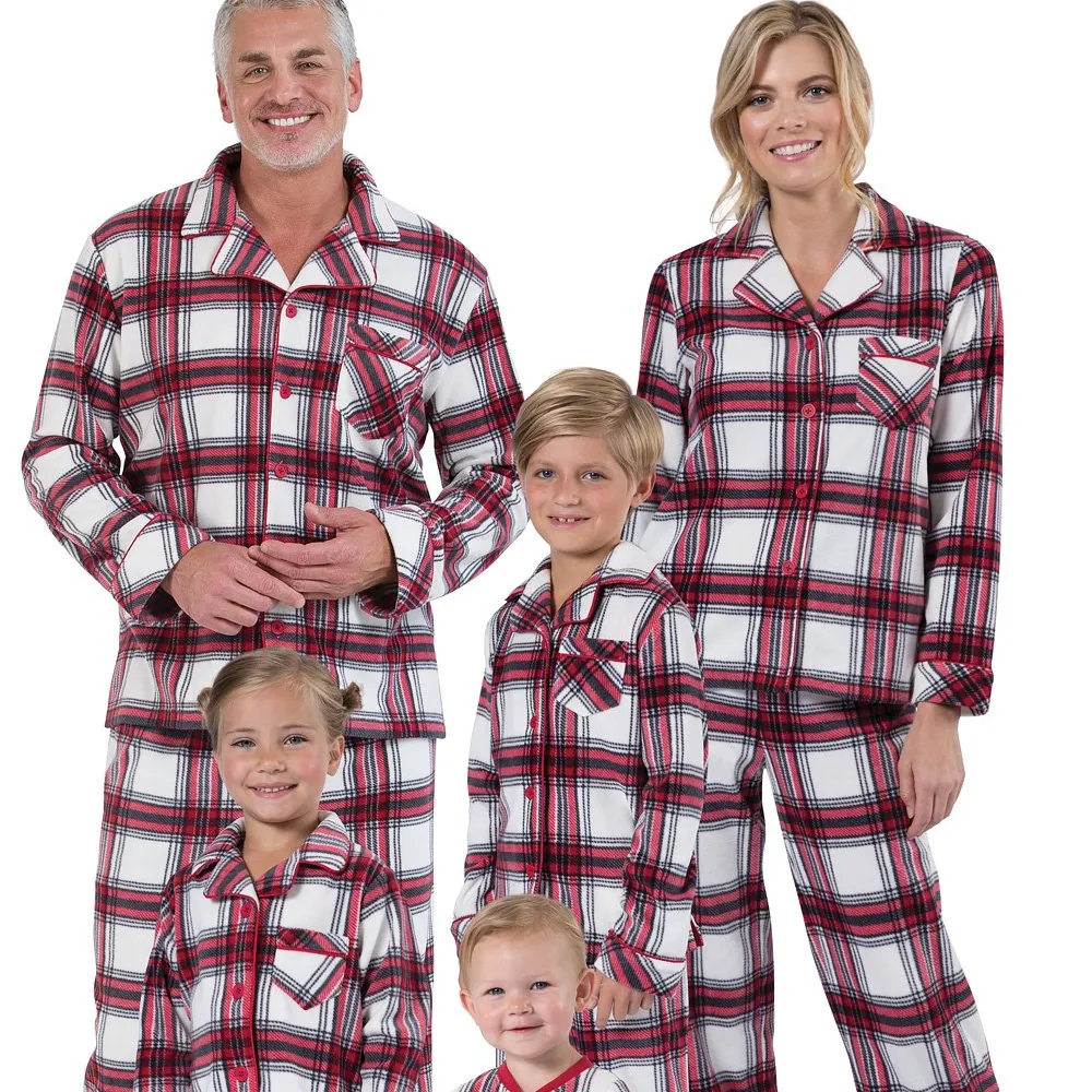 Matching Wholesale Blank Custom Christmas Winter Nightwear Women Flannel Pajamas Luxury Family For Women Set