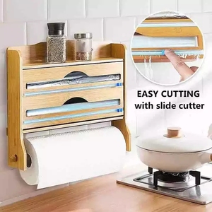 2 in 1 bambu duvara montaj kilitli çanta depolama organizatör ahşap kilitli çanta düzenleyici - Product Image 4