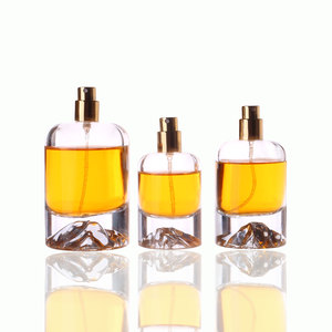 Nhà cung cấp Nhà máy thời trang nặng núi Top Shaped Rỗng Xi lanh 50ml chai nước hoa thủy tinh với đẹp Mũ - Product Image 3