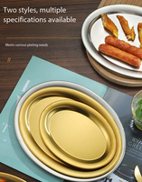 Assiette de service ovale en acier inoxydable 201, au design élégant, idéale pour le tiramisu, les steaks, les pâtes, la pizza et les dîners à la maison.