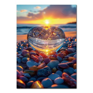 High Recommend 1000 Pieces Glass Heart Sunset Jigsaw Puzzle 3D Visual Effect Custom Personalized Puzzle Gift for Adults Kids - Product Image 1