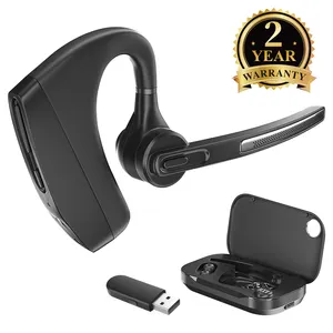 Single Wireless BT Earpieces Headset Hands Free Noise Canceling Headphones With Mic Waterproof For Computer Trucker Home Office