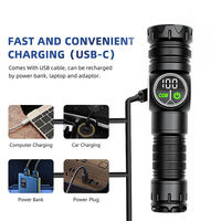 Linterna Táctica Láser Blanca Recargable con Banco de Energía, Zoom, Pantalla, Luz Lateral COB, Magnética, para Camping y Actividades al Aire Libre