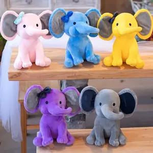 Regalo di natale carino peluche PP cotone farcito elefanti giocattoli con grandi orecchie peluche colorato elefante di peluche