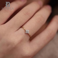 Vente en gros de bijoux fins à la mode, zircon, minimaliste, argent sterling 925, bague coréenne, trèfle à quatre feuilles, bagues pour filles
